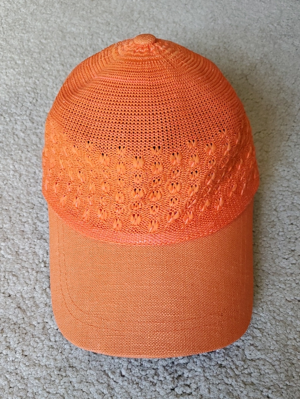Orange Crochet Mesh Baseball Cap